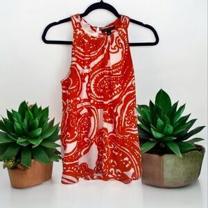 Banana Republic Orange Sleeveless Tank Top with Paisley Pattern